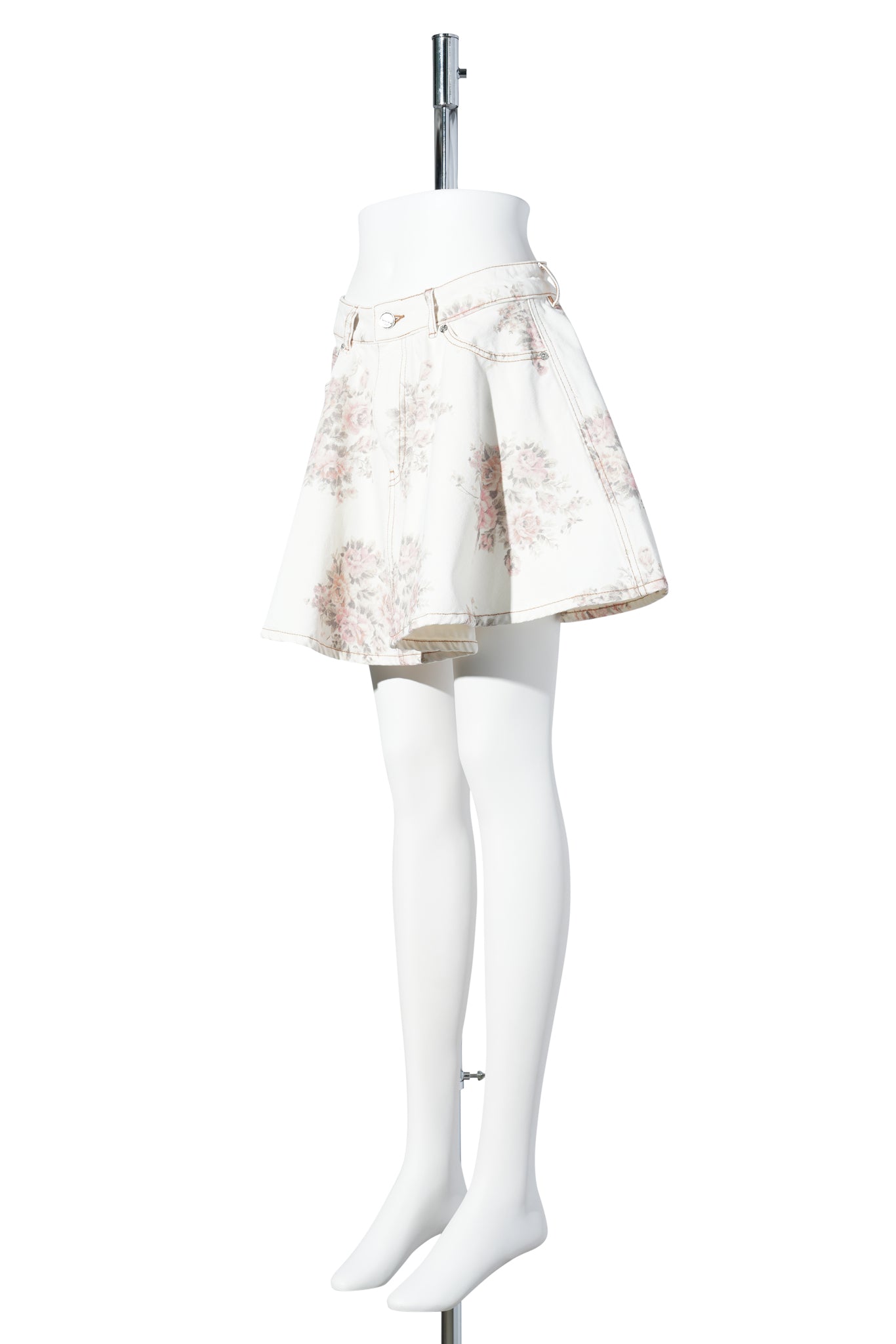 PRINT DENIM MINI SKIRT / EGRET