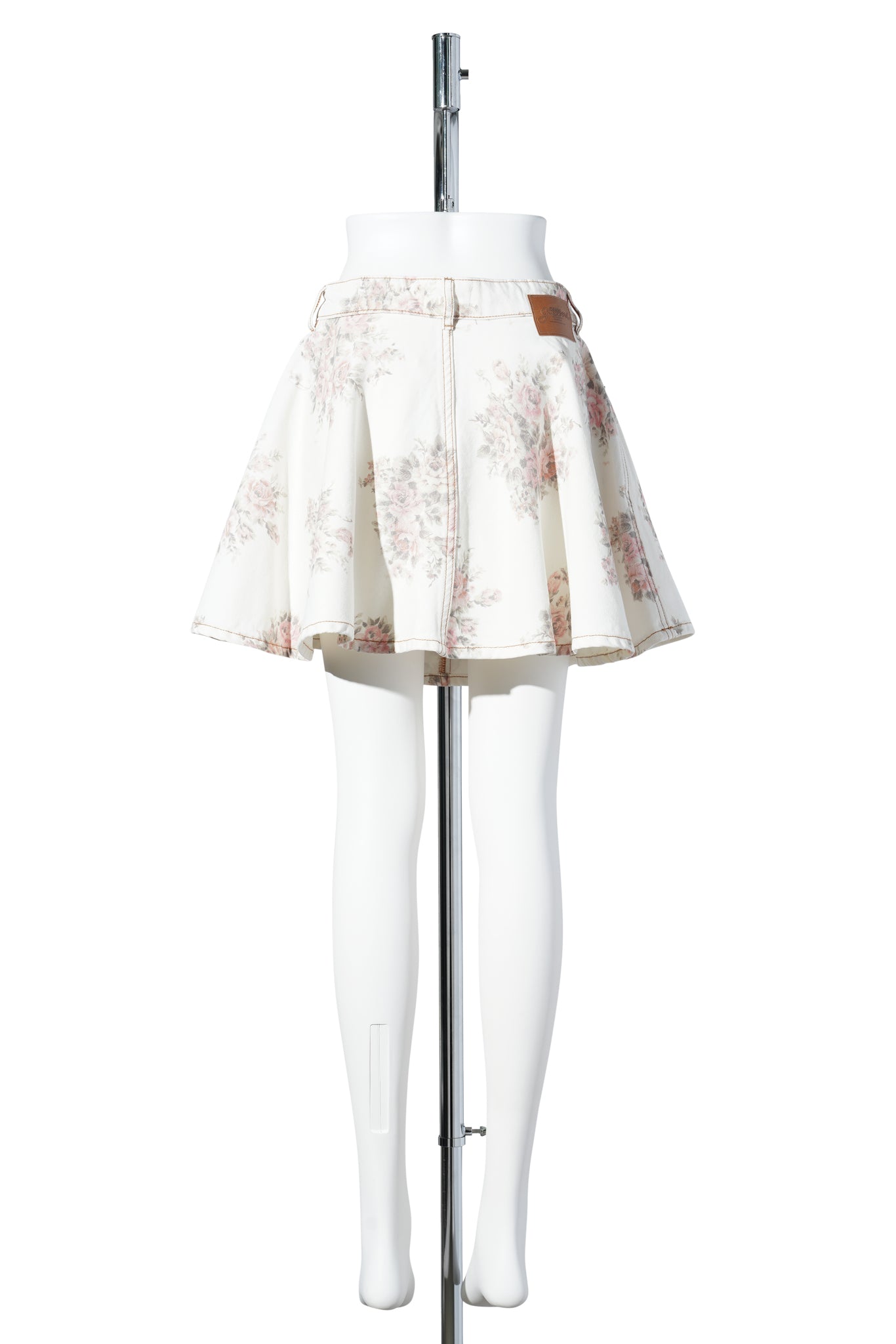 PRINT DENIM MINI SKIRT / EGRET