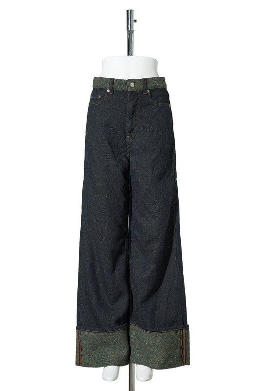 MELANGE TWILL DENIM BAGGY JEANS FOLD-UP / PHANTOM