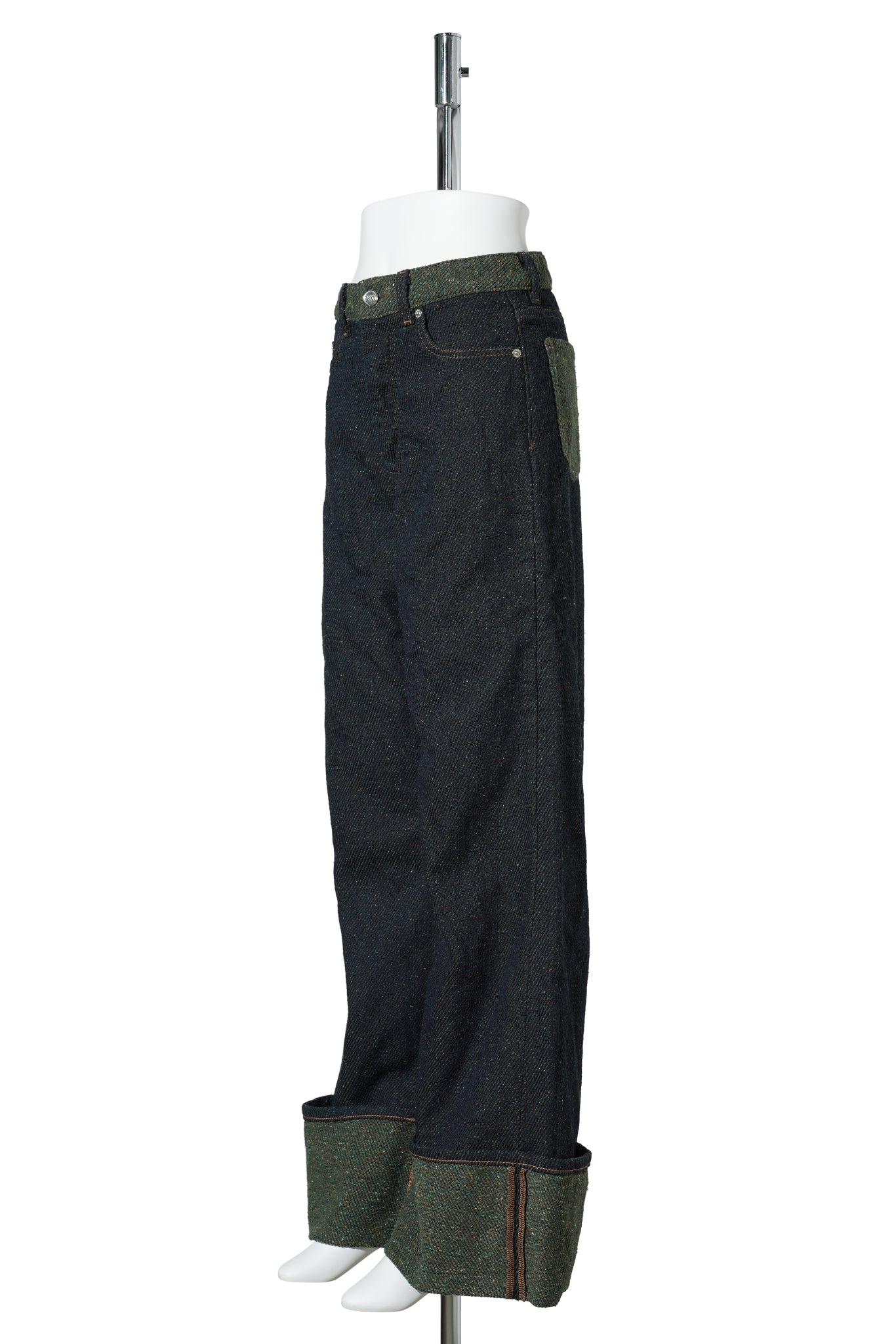 MELANGE TWILL DENIM BAGGY JEANS FOLD-UP / PHANTOM