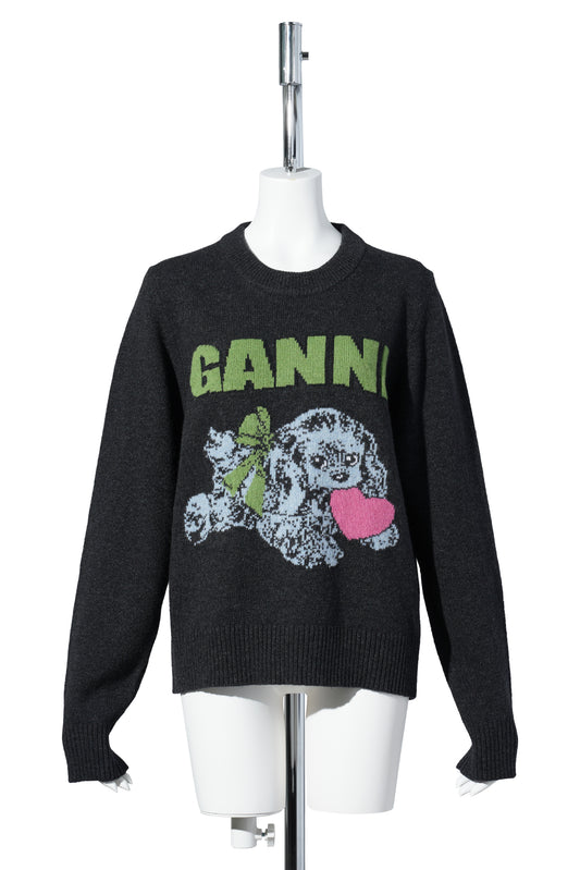 GRAPHIC WOOL MIX PUPPY LOVE CREWNECK / PHANTOM