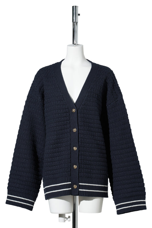 COTTON WOOL MIX BOXY CARDIGAN / SKYCAPTAIN