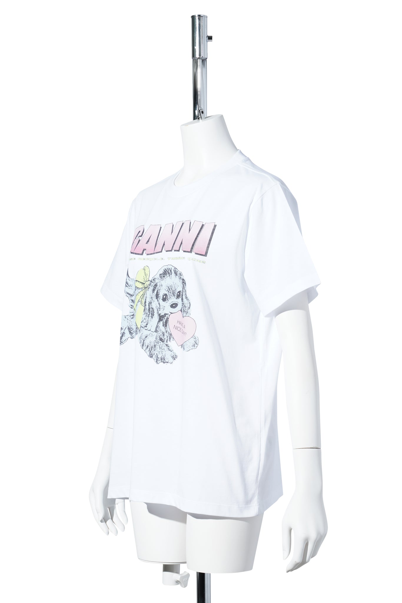BASIC COTTON JERSEY NEON PUPPY T-SHIRT / BRIGHT WHITE