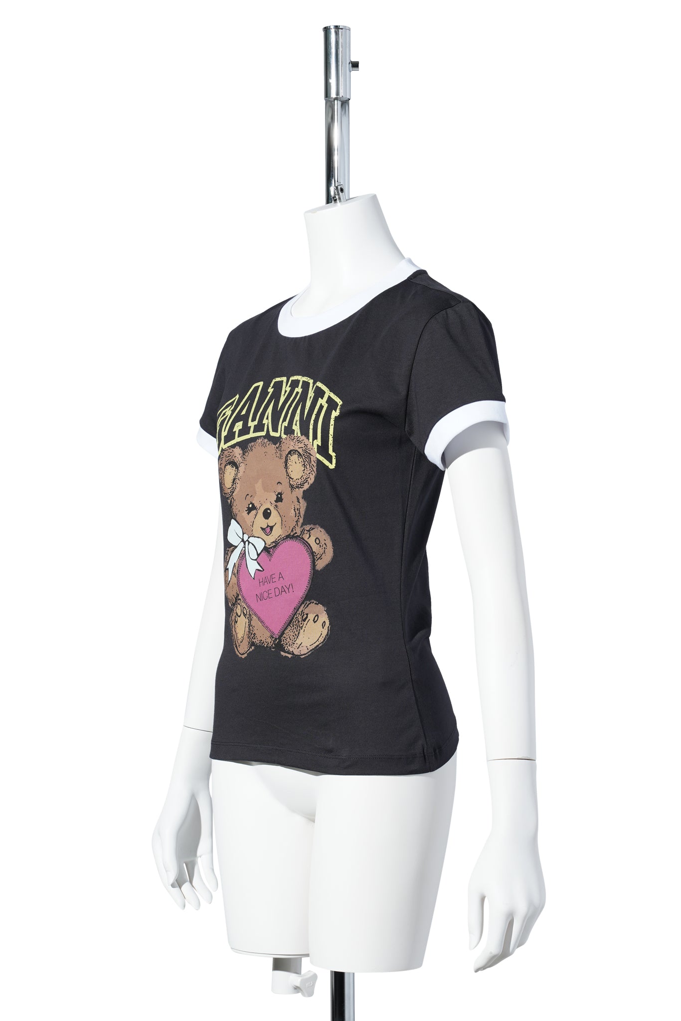 BASIC COTTON JERSEY BEAR FITTED T-SHIRT / PHANTOM