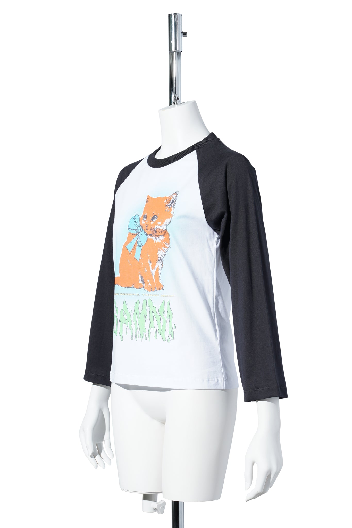 BASIC COTTON JERSEY KITTY BABY FITTED T-SHIRT / BRIGHT WHITE