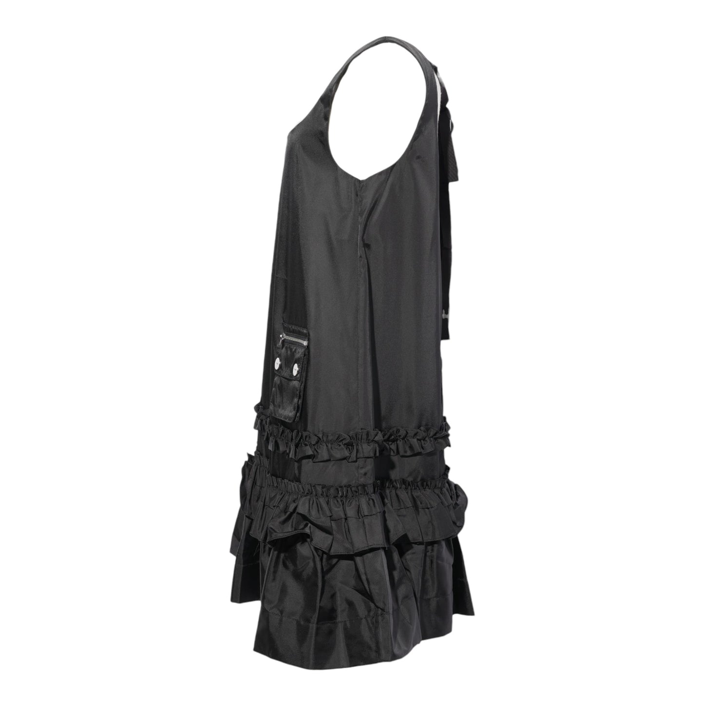 DUCHESSE NYLON U-NECK MINI DRESS / BLACK