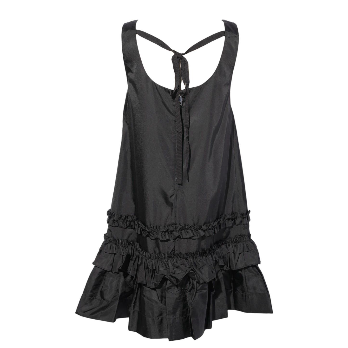 DUCHESSE NYLON U-NECK MINI DRESS / BLACK