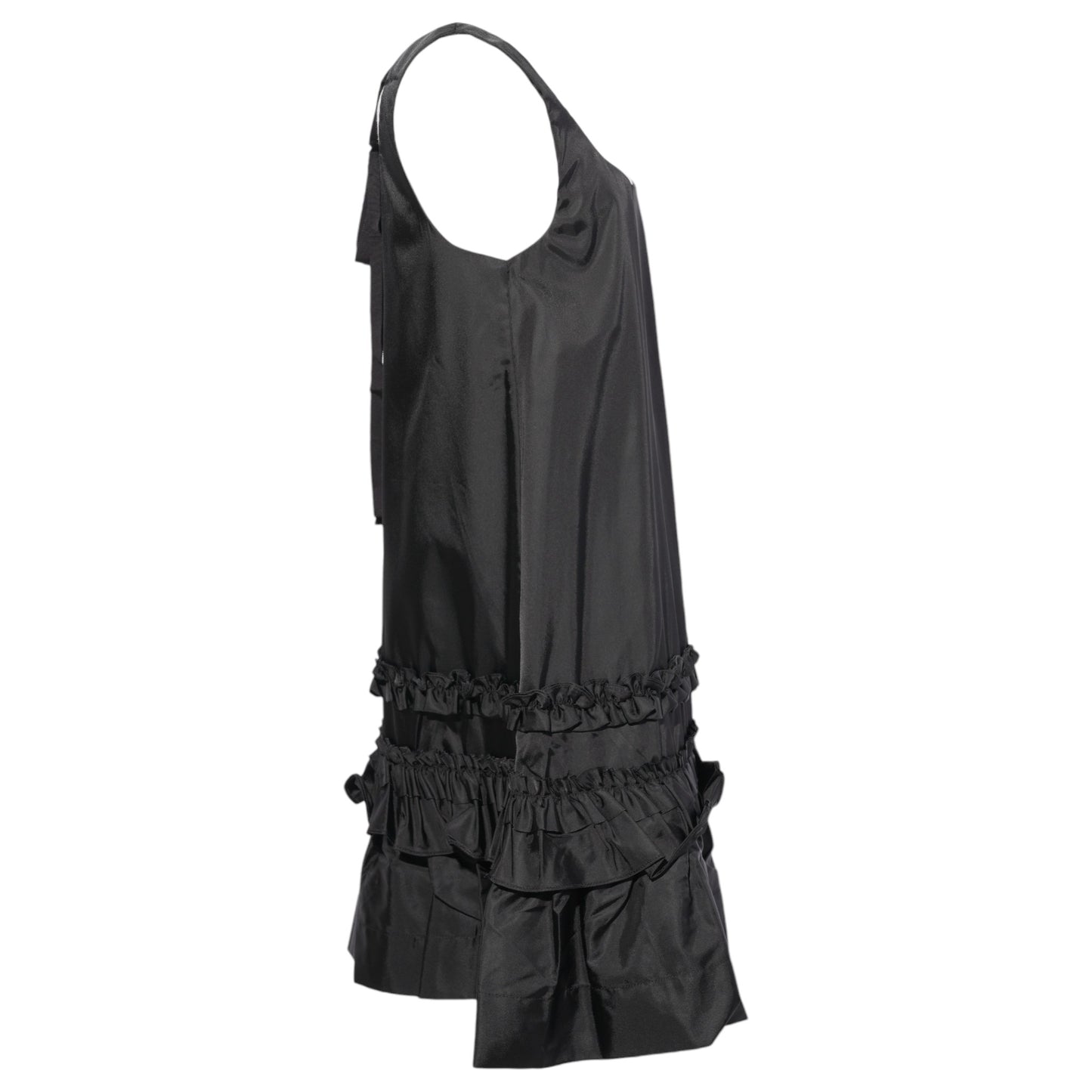 DUCHESSE NYLON U-NECK MINI DRESS / BLACK