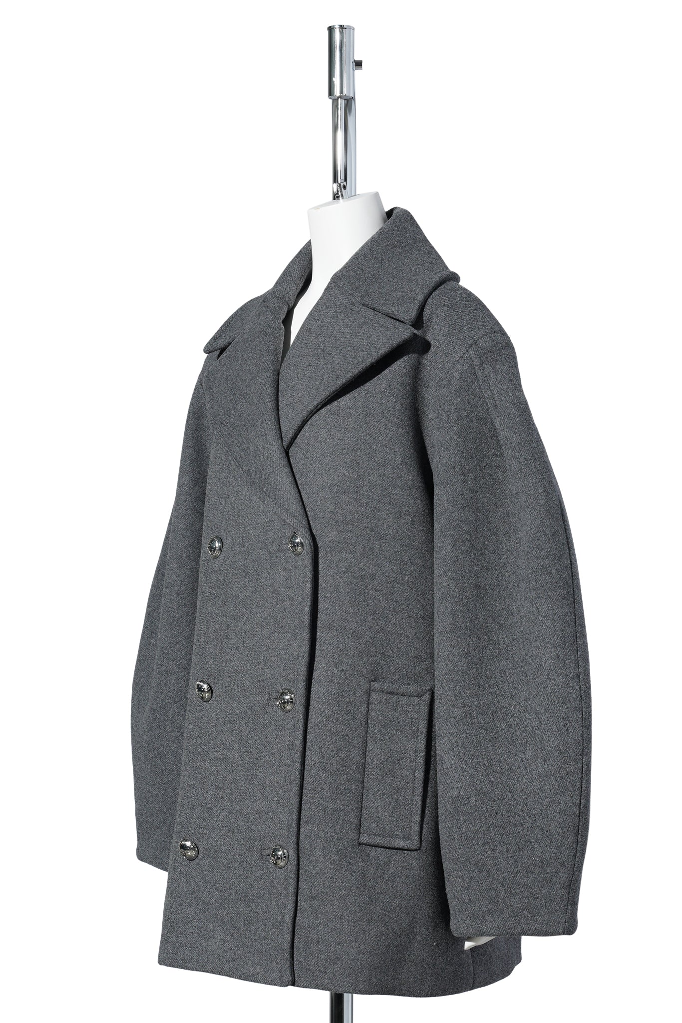 PEACOAT WOOL MIDI COAT / PEWTER