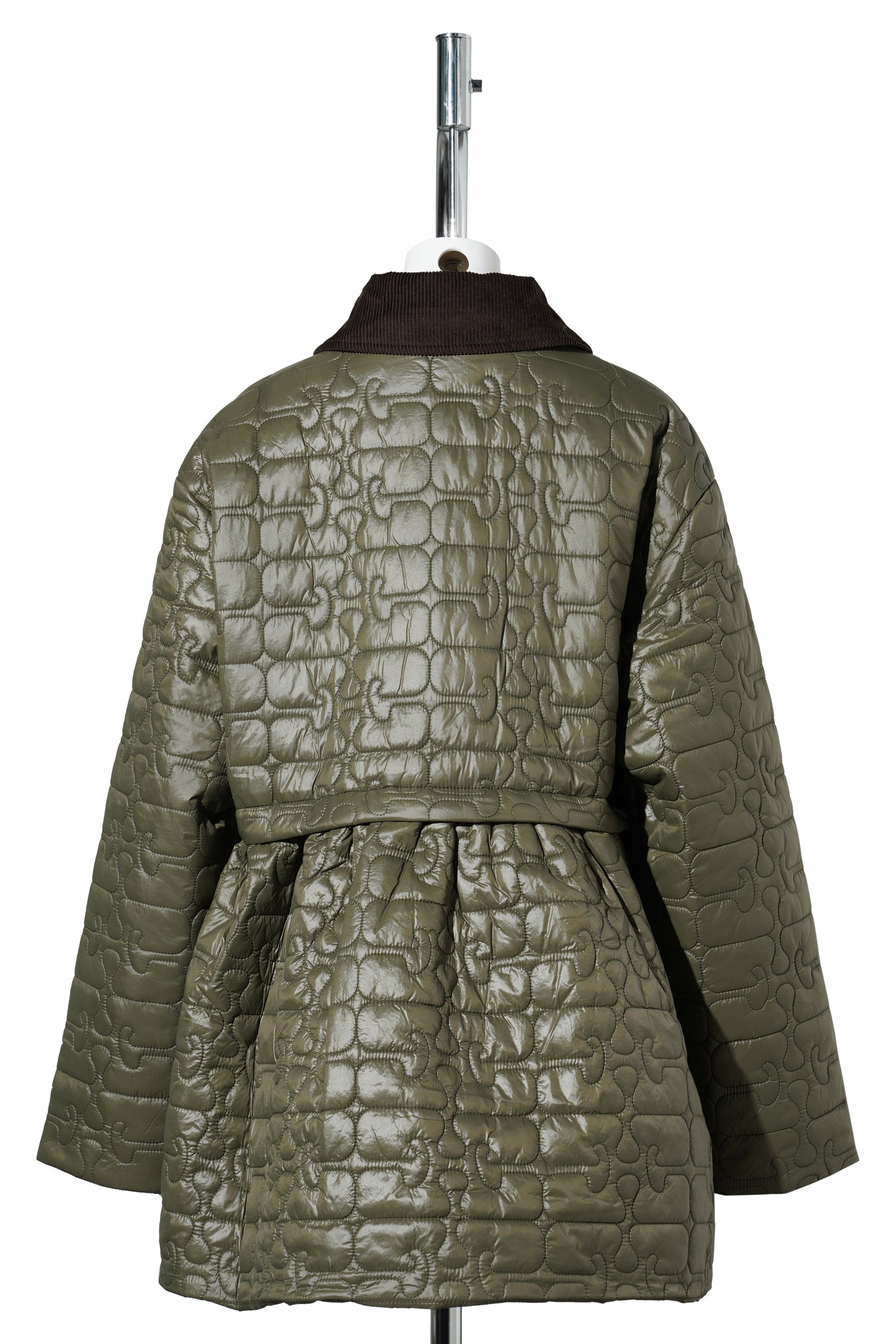 SHINY QUILT MIDI JACKET W. FLARE / KALAMATA