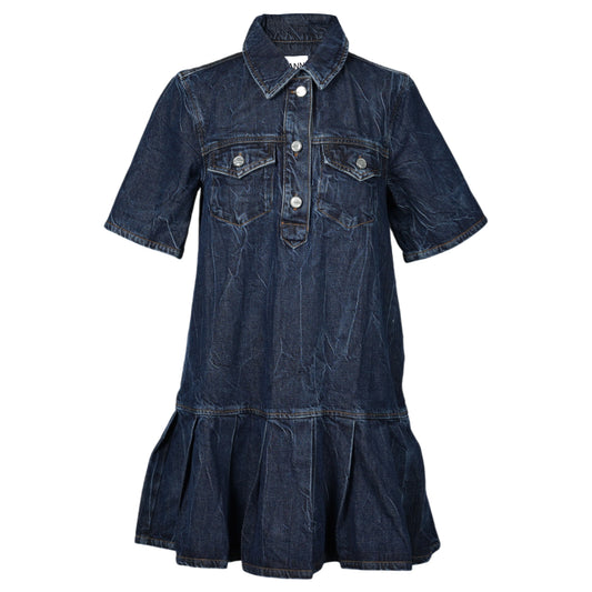 CRINKLED FUTURE DENIM MINI DRESS / MBLUSTONE