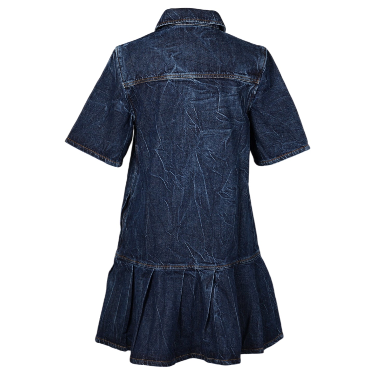 CRINKLED FUTURE DENIM MINI DRESS / MBLUSTONE