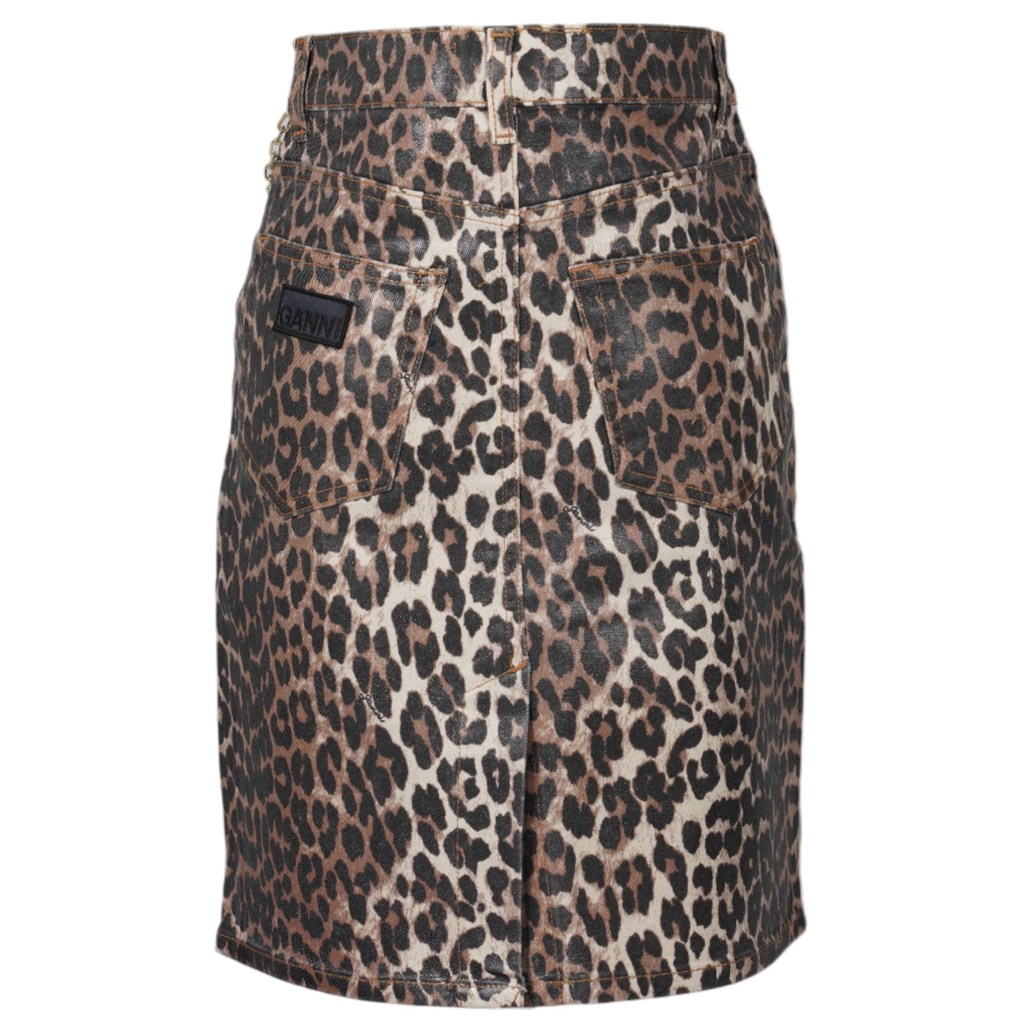 FOIL PRINT DENIM SKIRT / LEOPARD