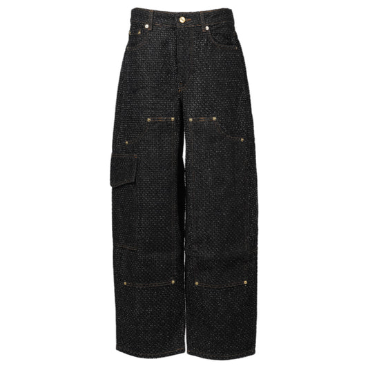 FLUFFY DENIM CARPENTER JEANS / BLACK