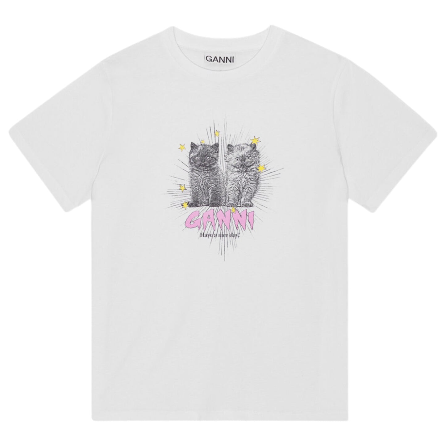 BASIC JERSEY KITTENS RELAXED T-SHIRT / BRIGHTWHITE