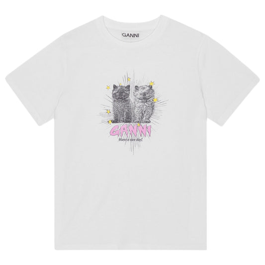 BASIC JERSEY KITTENS RELAXED T-SHIRT / BRIGHTWHITE