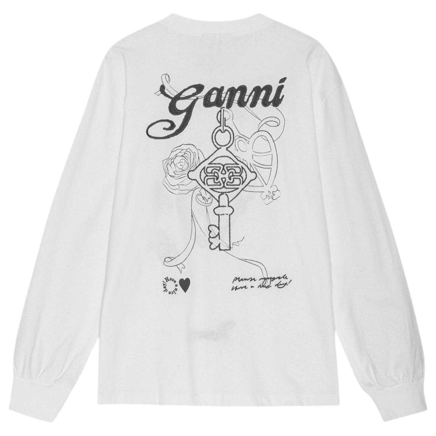 RE-CUT HEAVY JERSEY CHARM LONG SLEEVE T-SHIRT / EGRET