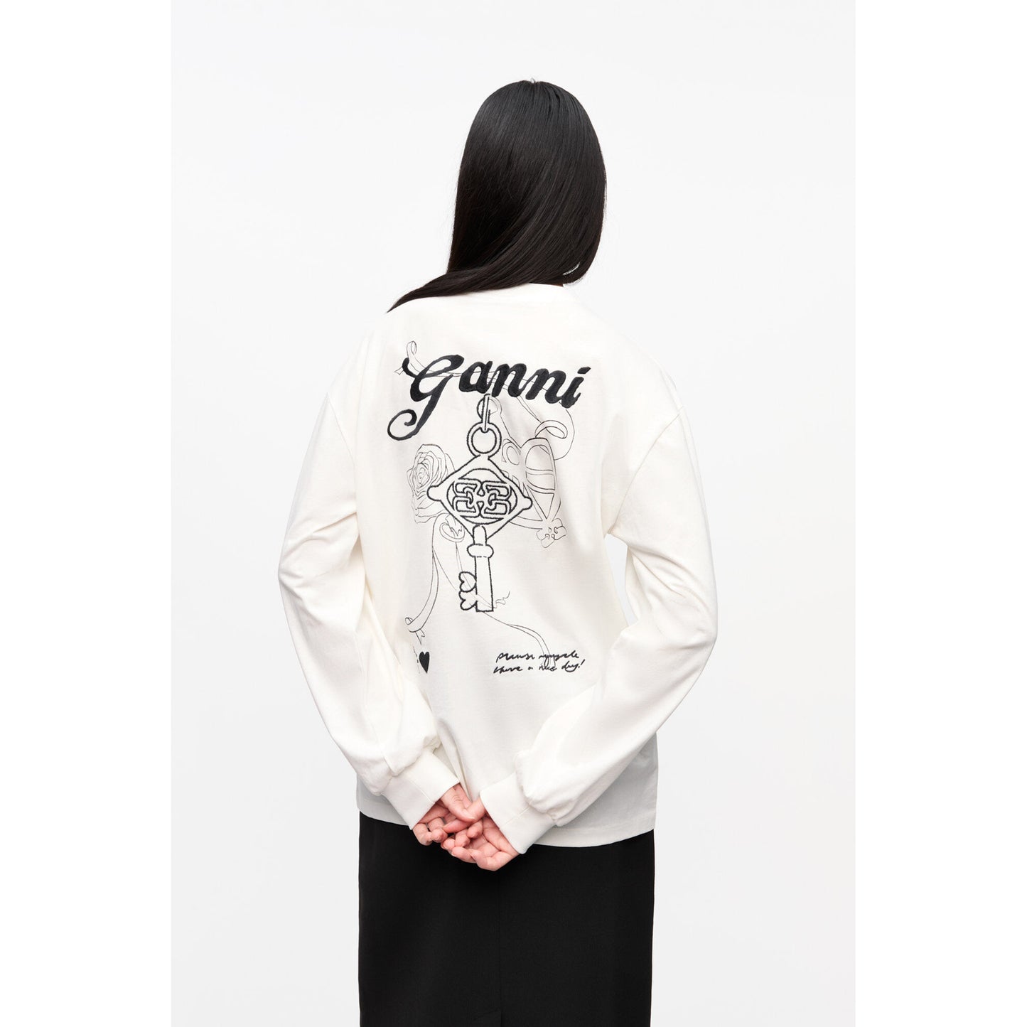 RE-CUT HEAVY JERSEY CHARM LONG SLEEVE T-SHIRT / EGRET