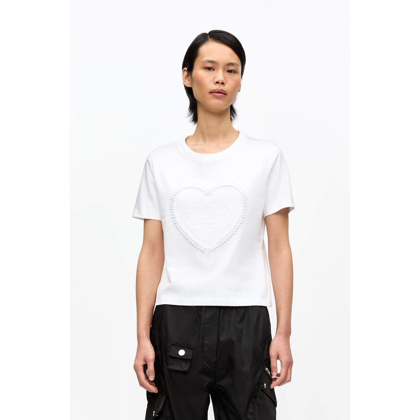 HEARVY COTTON HEART SMALL T-SHIRT / BRIGHTWHITE