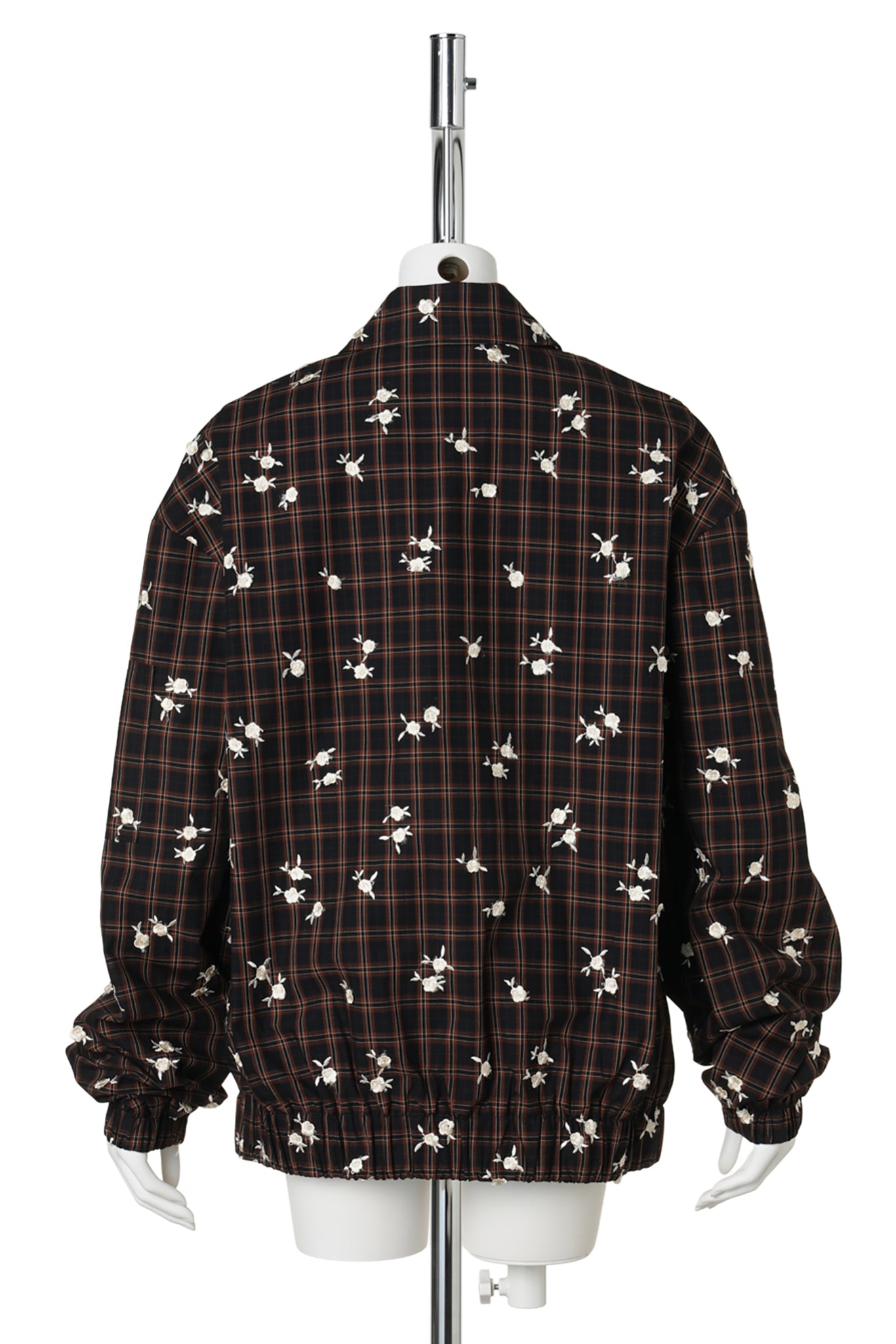 YARN DYED CHECK FLOWER BOMBER / CAPPUCCINO
