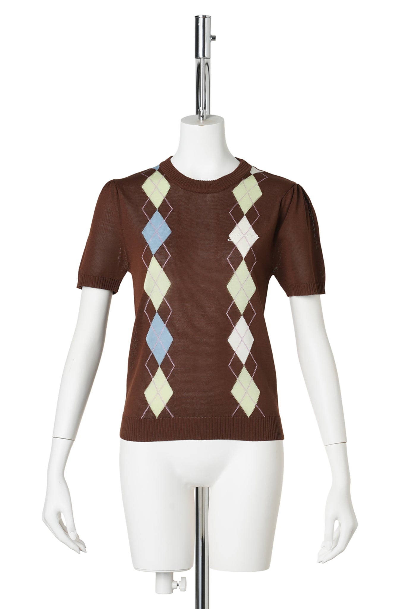 LIGHT COTTON ARGYLE T-SHIRT / TIRAMISU