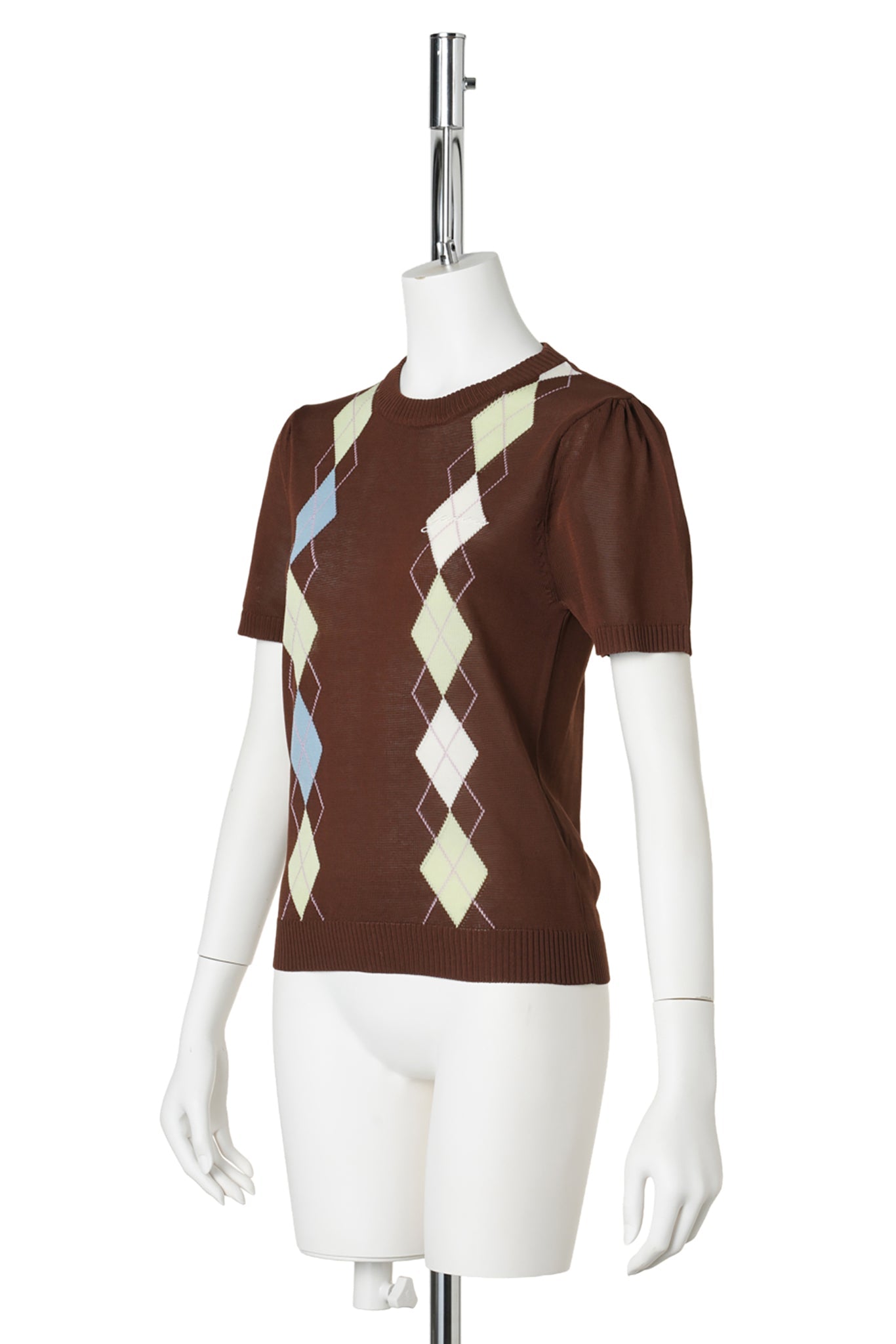 LIGHT COTTON ARGYLE T-SHIRT / TIRAMISU