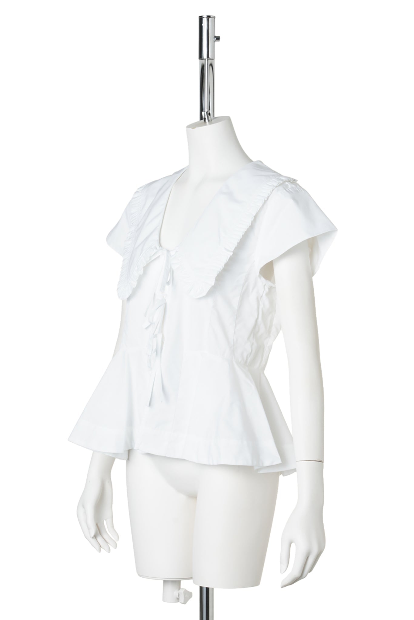 COMPACT POPLIN COLLAR BLOUSE / BRIGHTWHIT