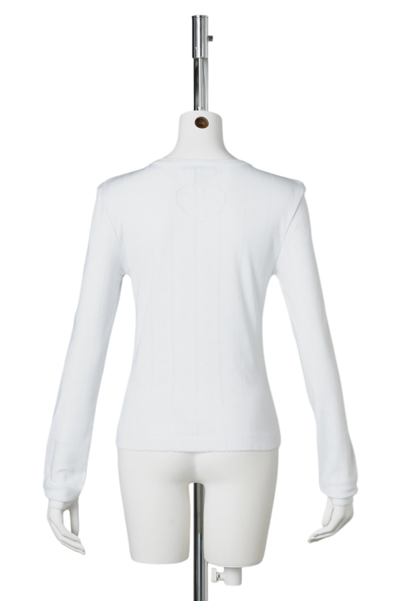 COMPACT POINTELLE RIB JERSEY LS BUTTON TOP / BRIGHT WHITE