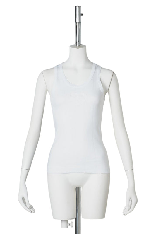 COMPACT POINTELLE RIB JERSEY TANK TOP / BRIGHT WHITE