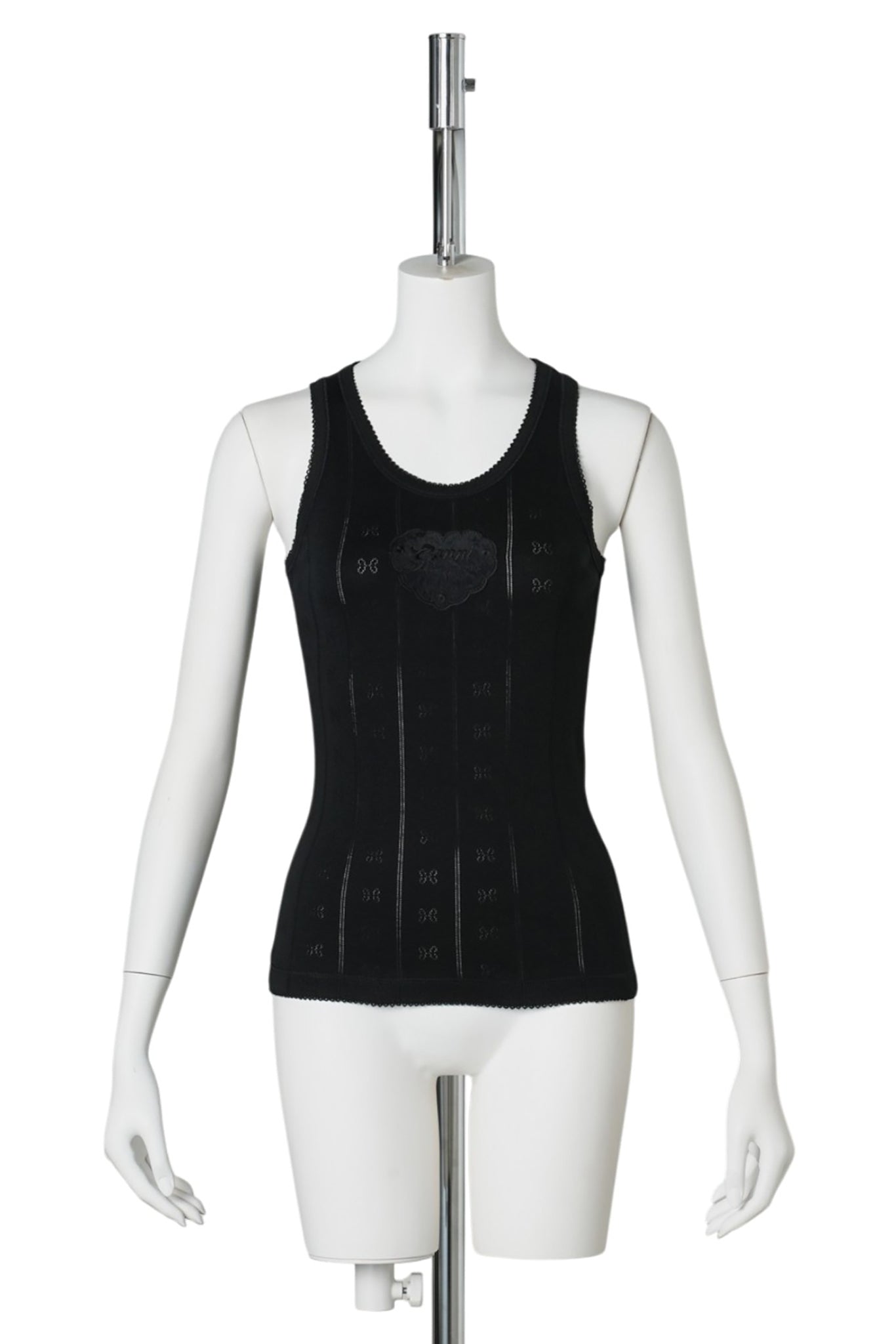 COMPACT POINTELLE RIB JERSEY TANK TOP / BLACK