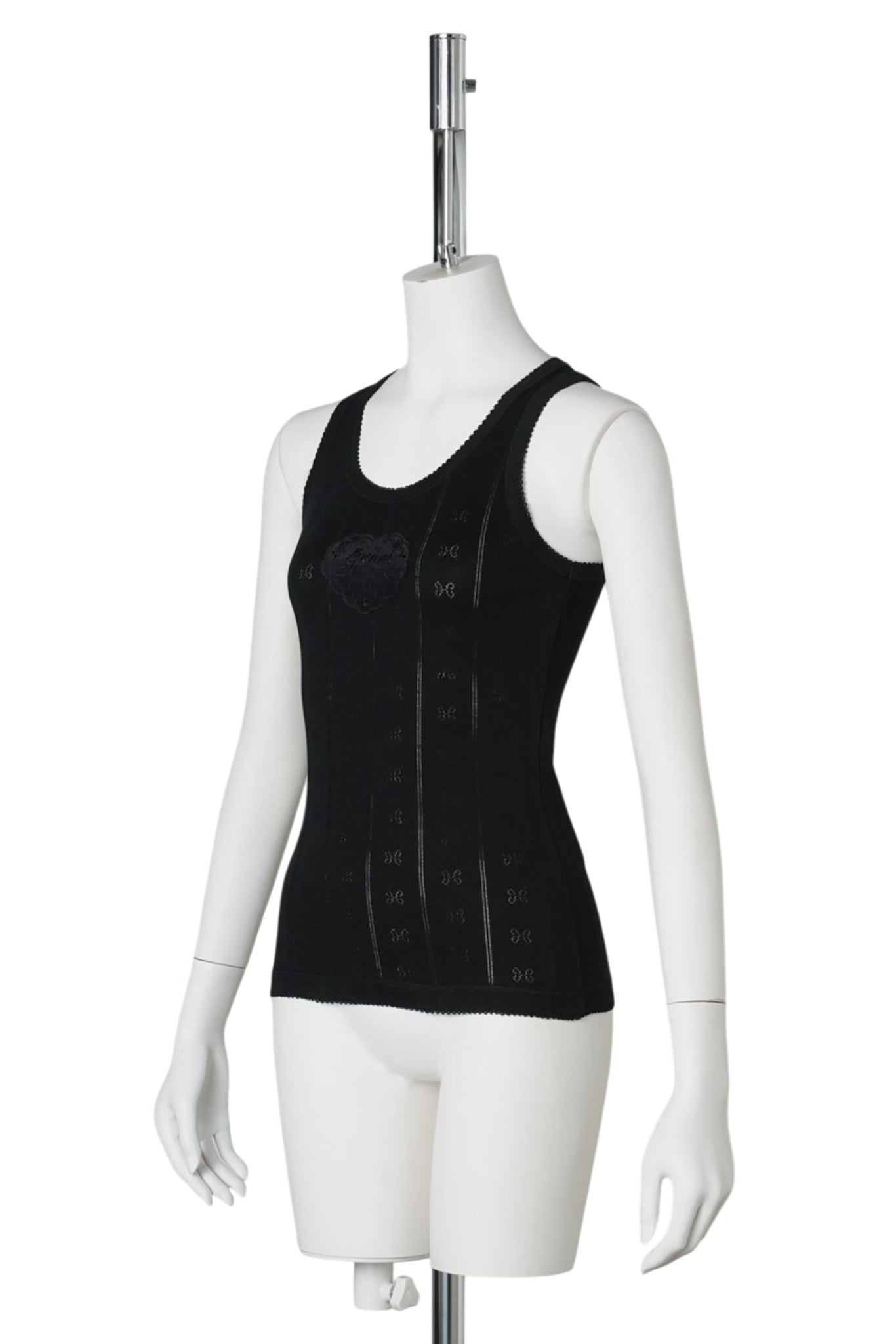 COMPACT POINTELLE RIB JERSEY TANK TOP / BLACK