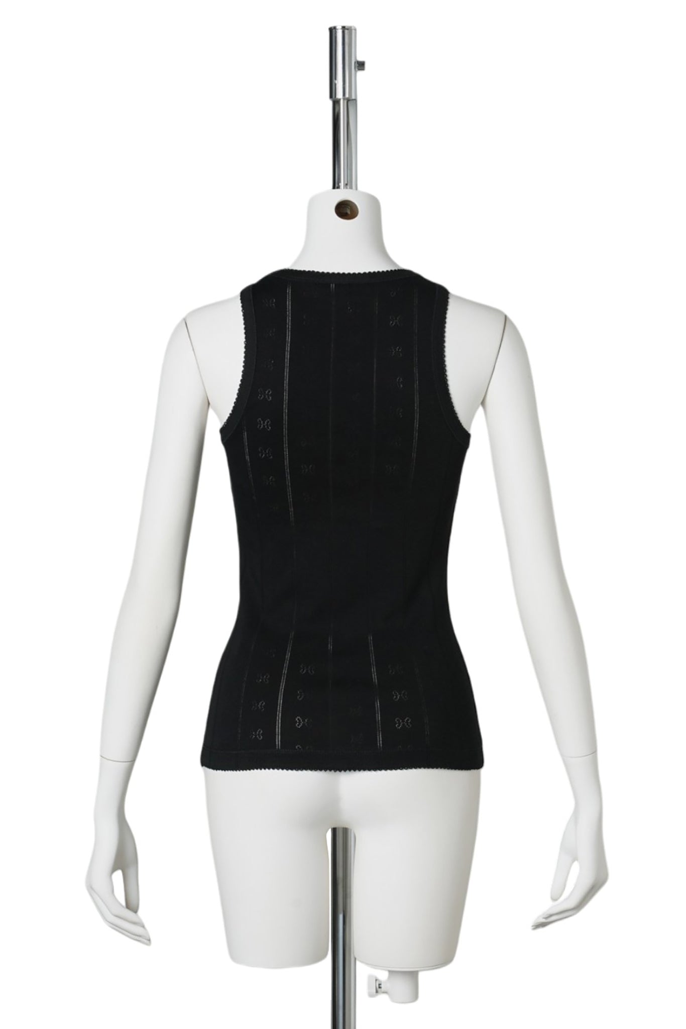 COMPACT POINTELLE RIB JERSEY TANK TOP / BLACK