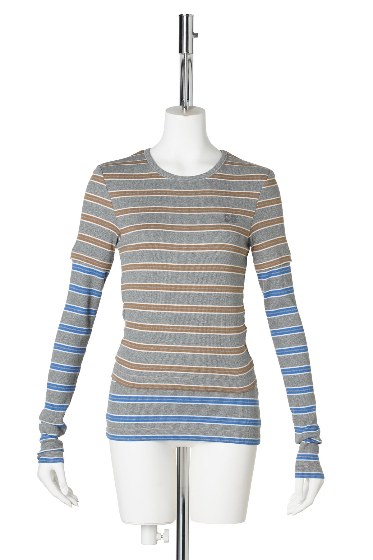 SOFT COTTON RIB LONG SLEEVE DOUBLE LAYER / STRONGBLUE