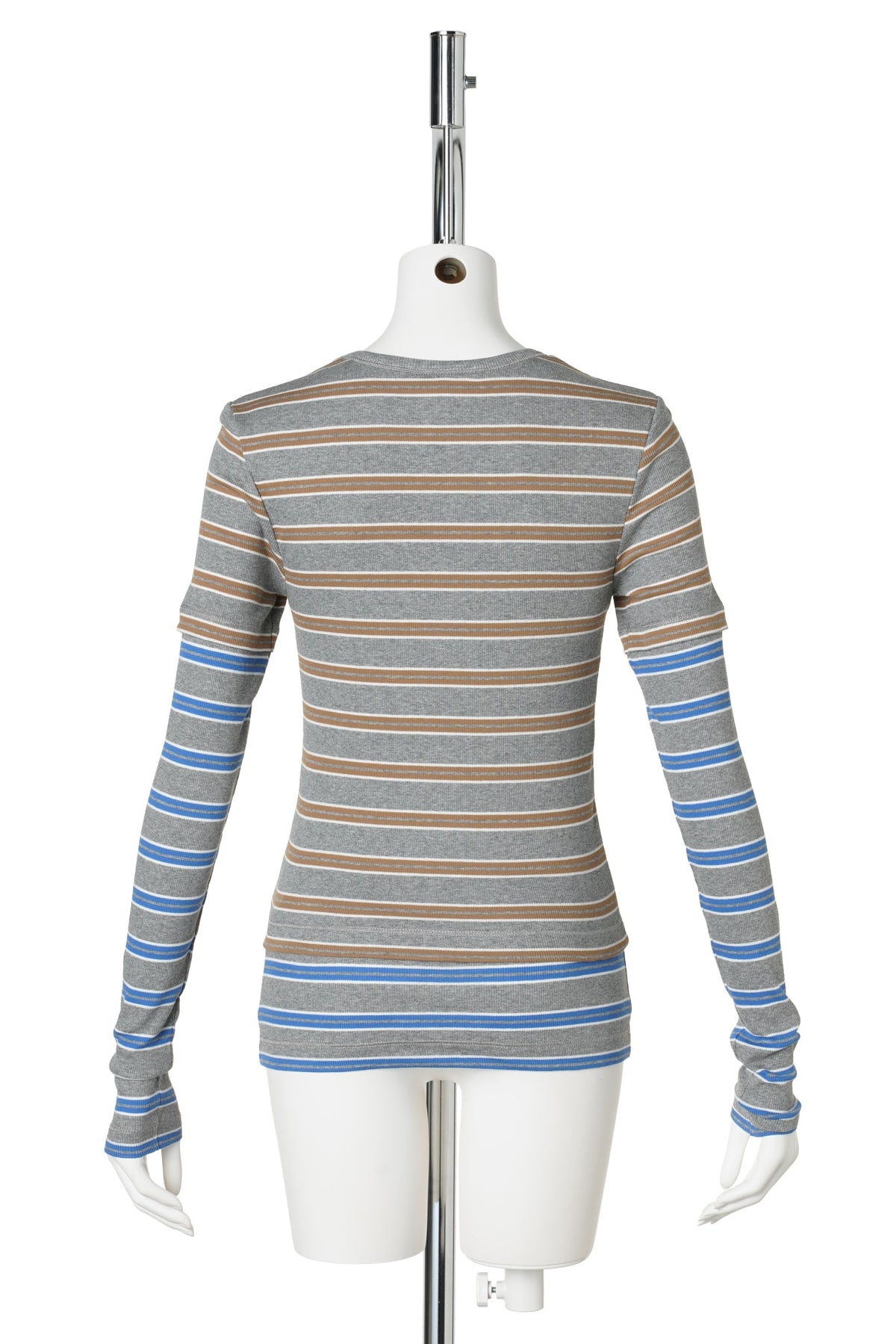 SOFT COTTON RIB LONG SLEEVE DOUBLE LAYER / STRONGBLUE