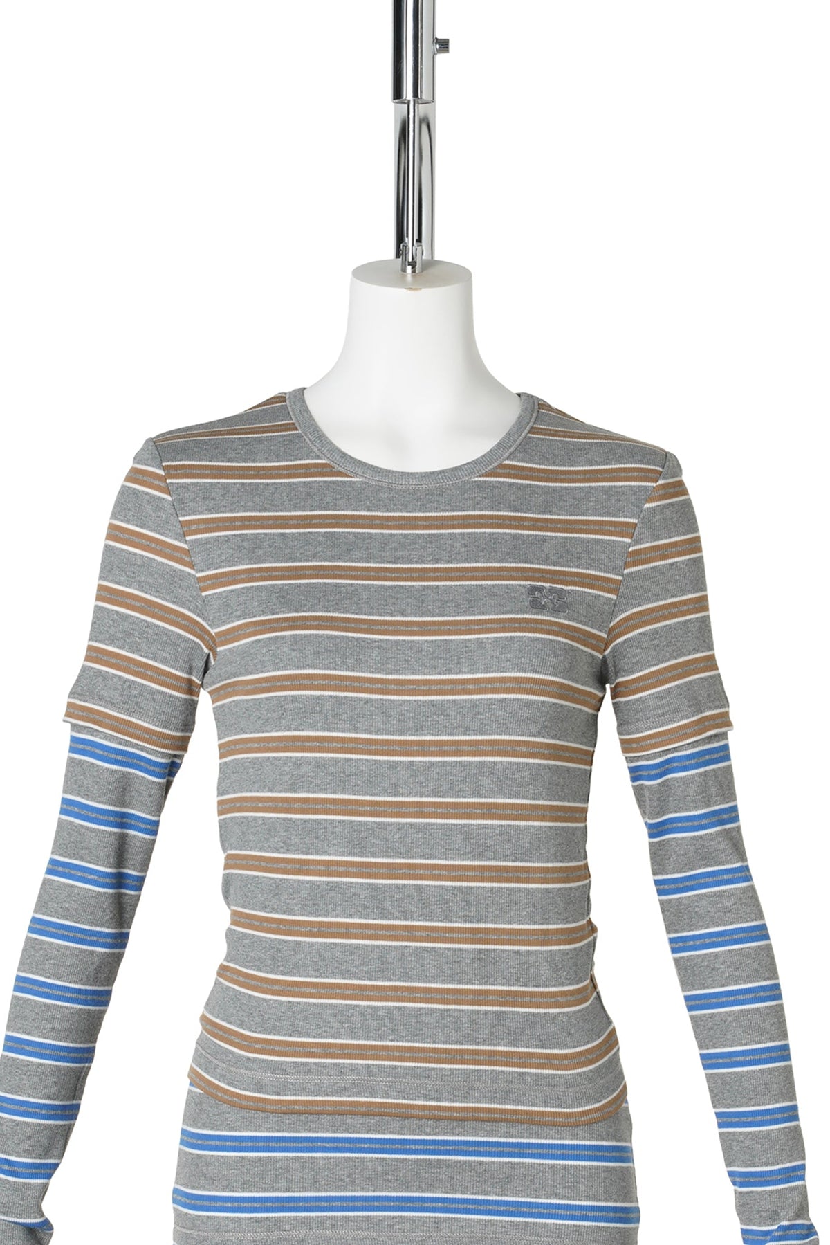SOFT COTTON RIB LONG SLEEVE DOUBLE LAYER / STRONGBLUE