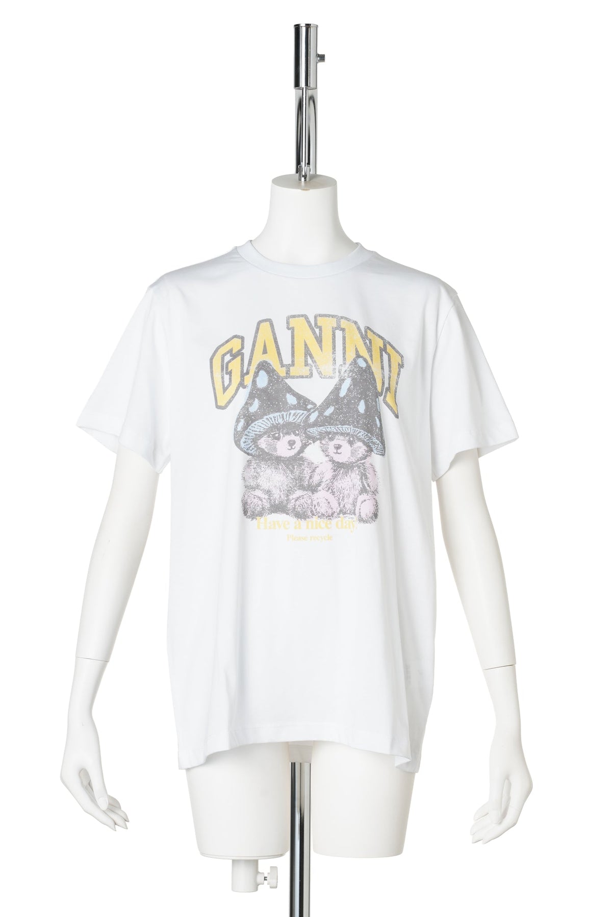 BASIC COTTON RELAXED T-SHIRT TEDDY MUSHROOMS / BRIGHTWHITE