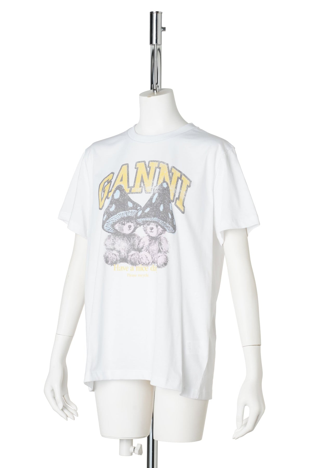 BASIC COTTON RELAXED T-SHIRT TEDDY MUSHROOMS / BRIGHTWHITE