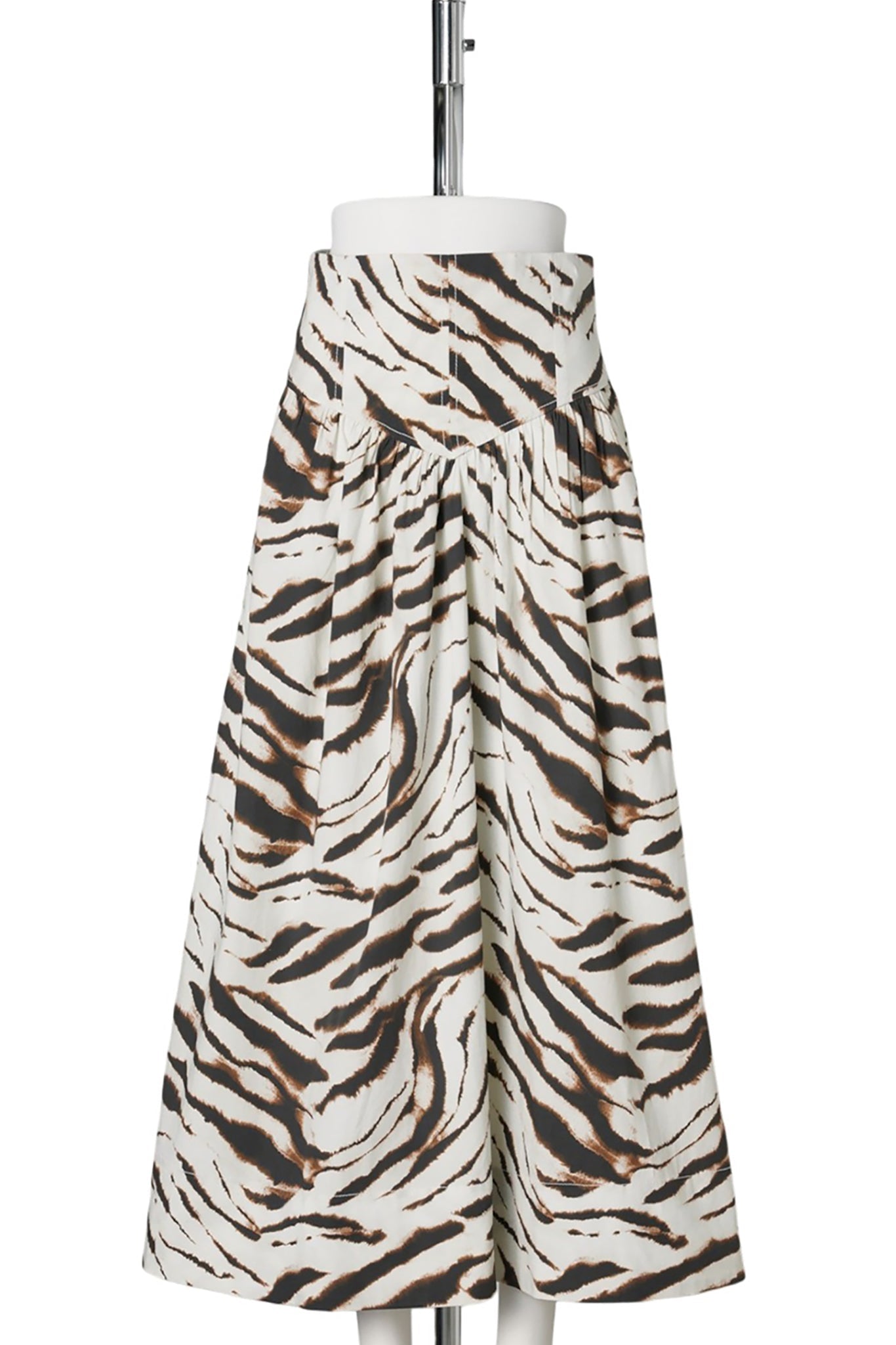 PRINTED STRETCH COTTON LONG SKIRT / EGRET