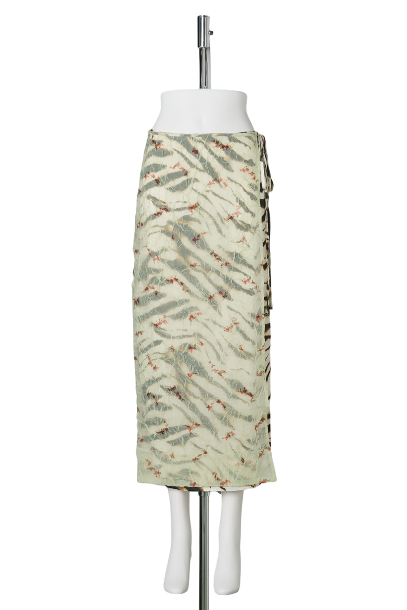 SHIBORI ORGANZA/PRINTED STRETCH SATIN SKIRT / SEEDLING