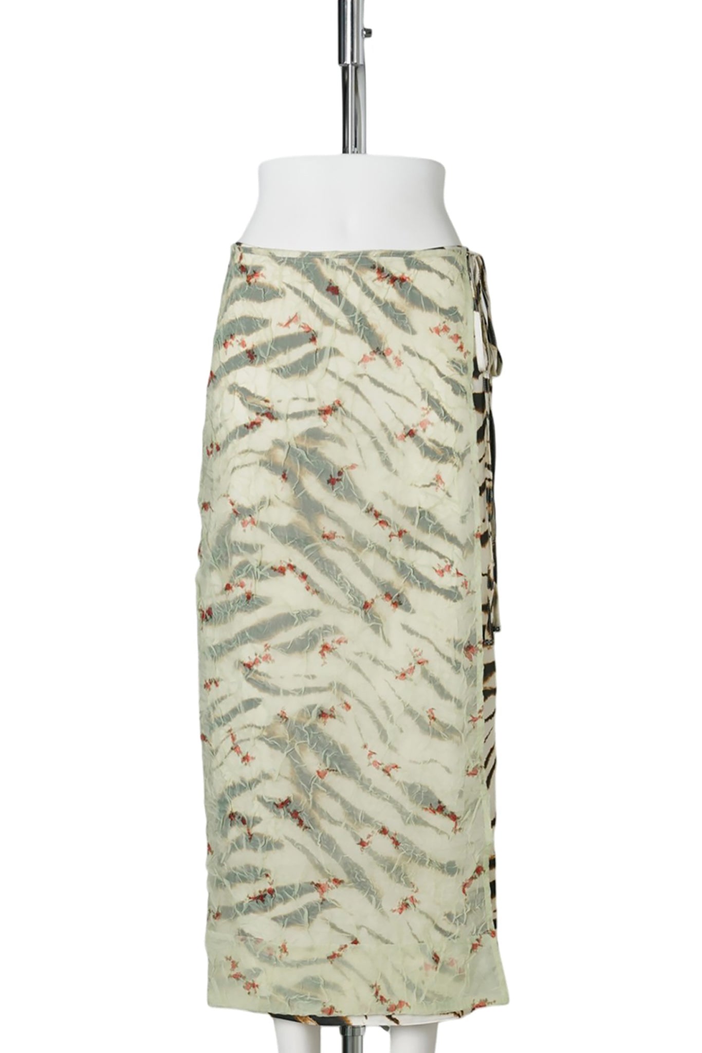 SHIBORI ORGANZA/PRINTED STRETCH SATIN SKIRT / SEEDLING