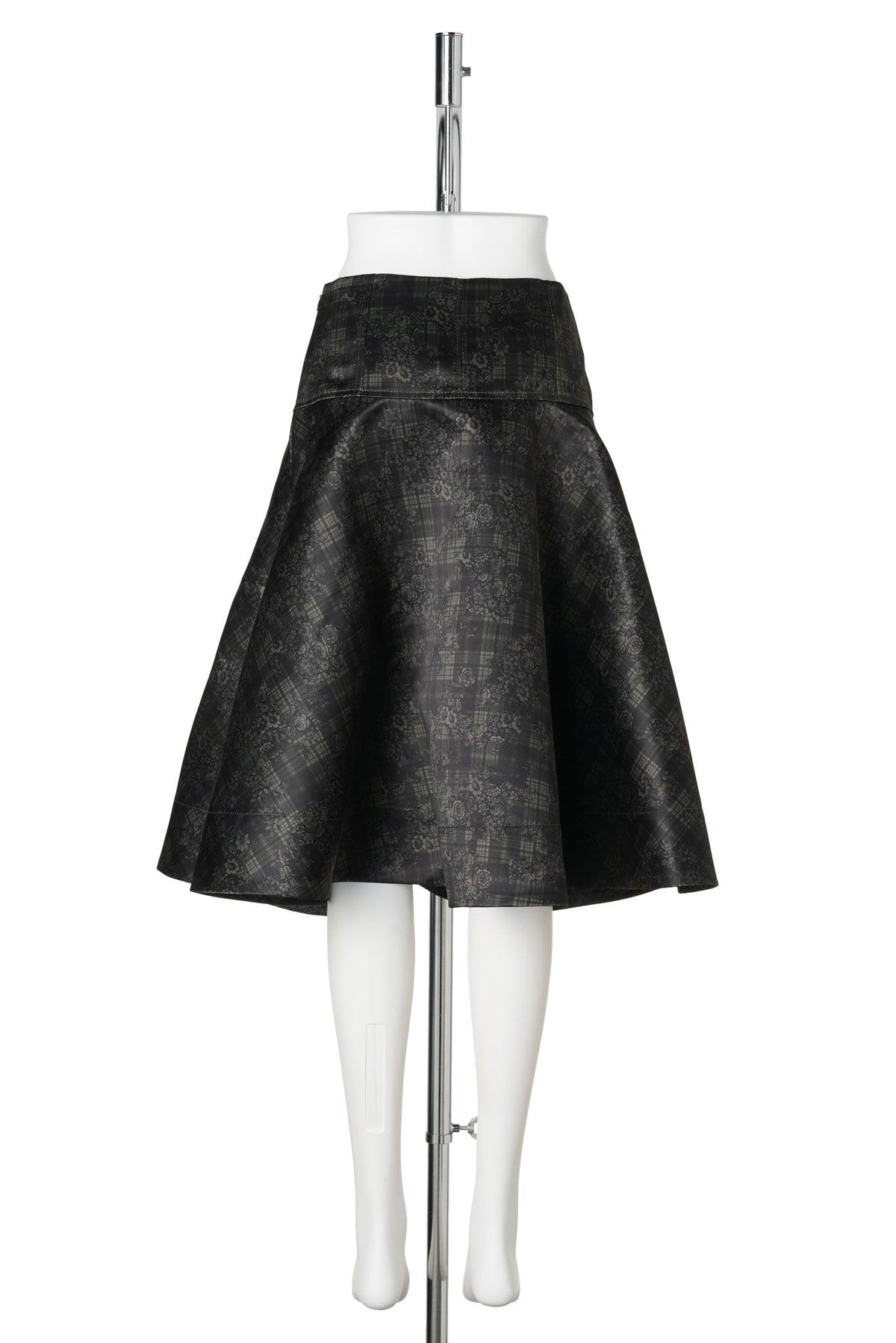 PRINTED DUCHESSE SATIN KNEE LENGTH SKIRT / GOTHICOLIVE