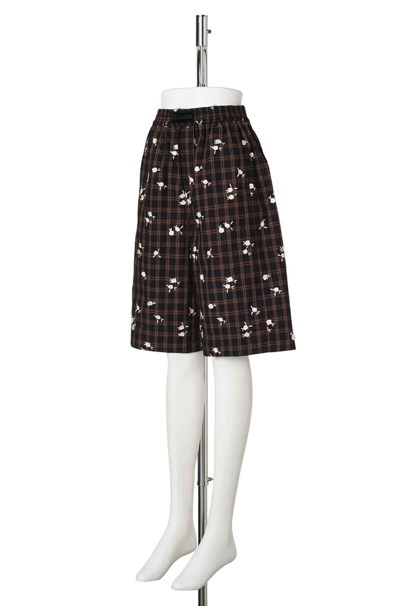 YARN DYED CHECK FLOWER SHORTS / CAPPUCCINO