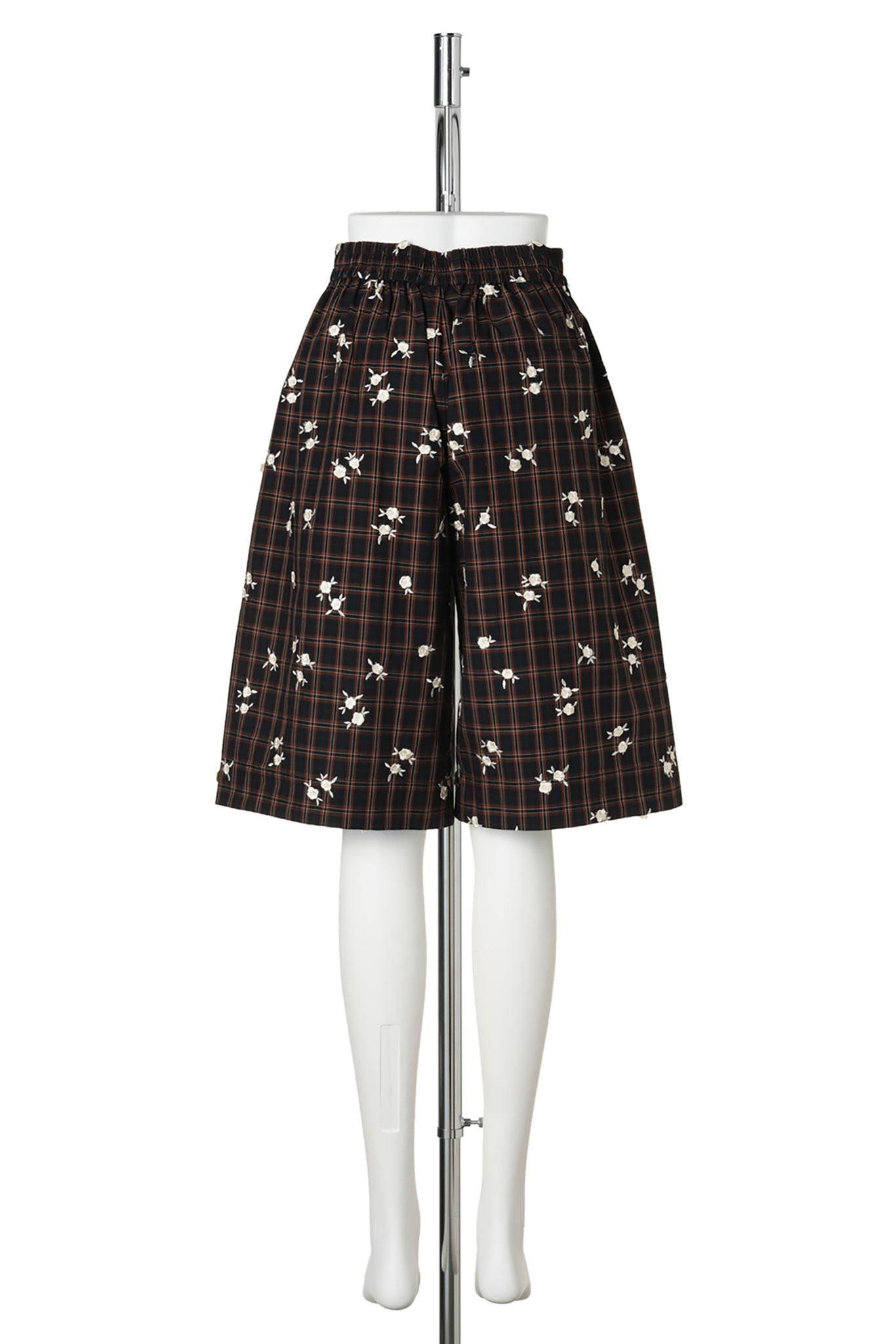 YARN DYED CHECK FLOWER SHORTS / CAPPUCCINO