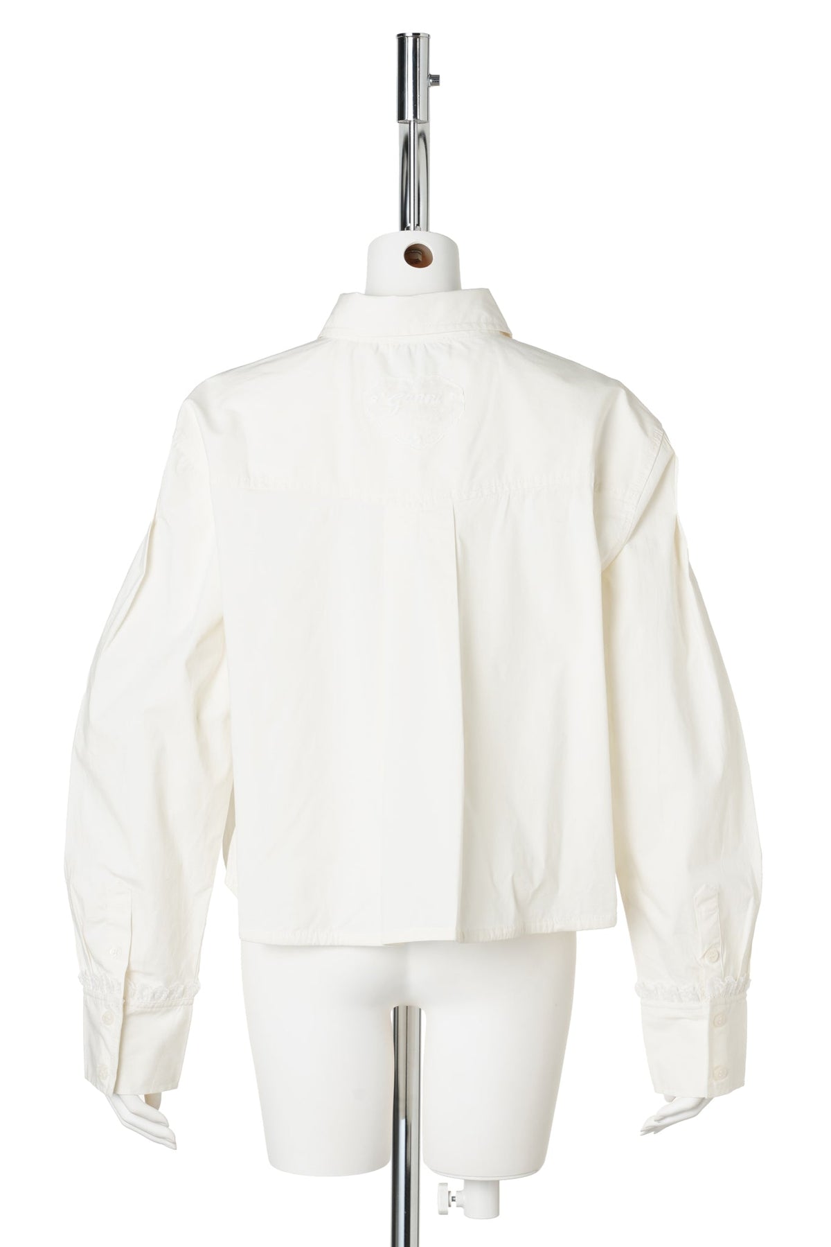 STRETCH COTTON CROPPED BOWLING SHIRT / EGRET