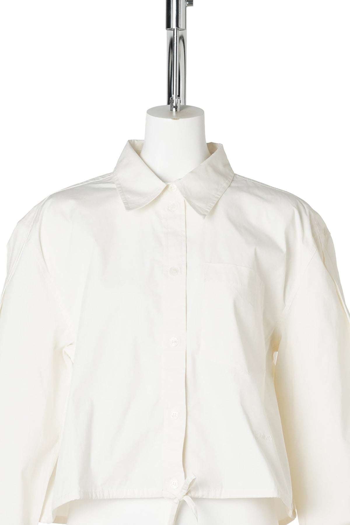 STRETCH COTTON CROPPED BOWLING SHIRT / EGRET