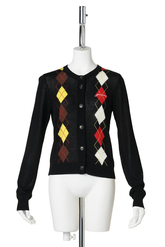 LIGHT COTTON ARGYLE CARDIGAN / BLACK