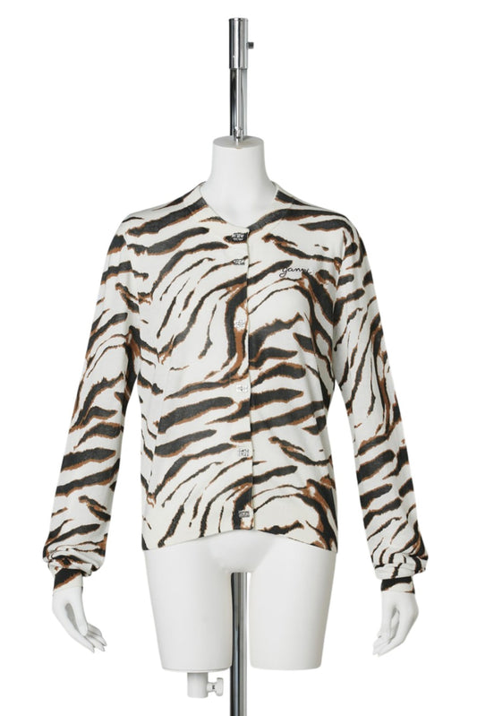 SHEER PRINTED COTTON CARDIGAN / EGRET