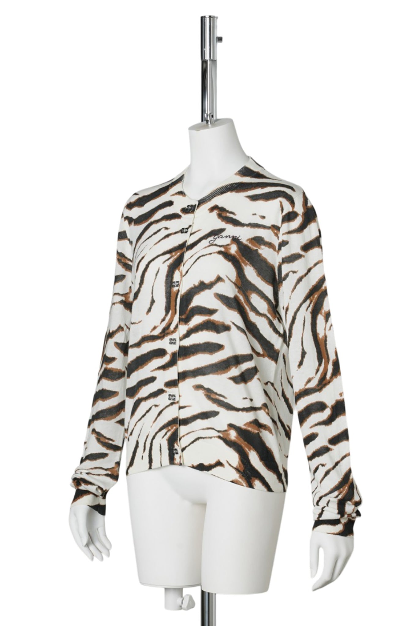 SHEER PRINTED COTTON CARDIGAN / EGRET