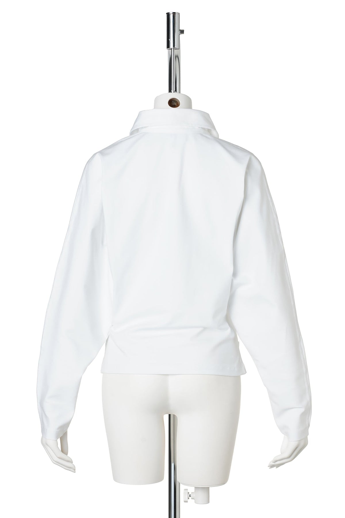 HEAVY STRETCH JERSEY DRAPED POLO / BRIGHTWHIT