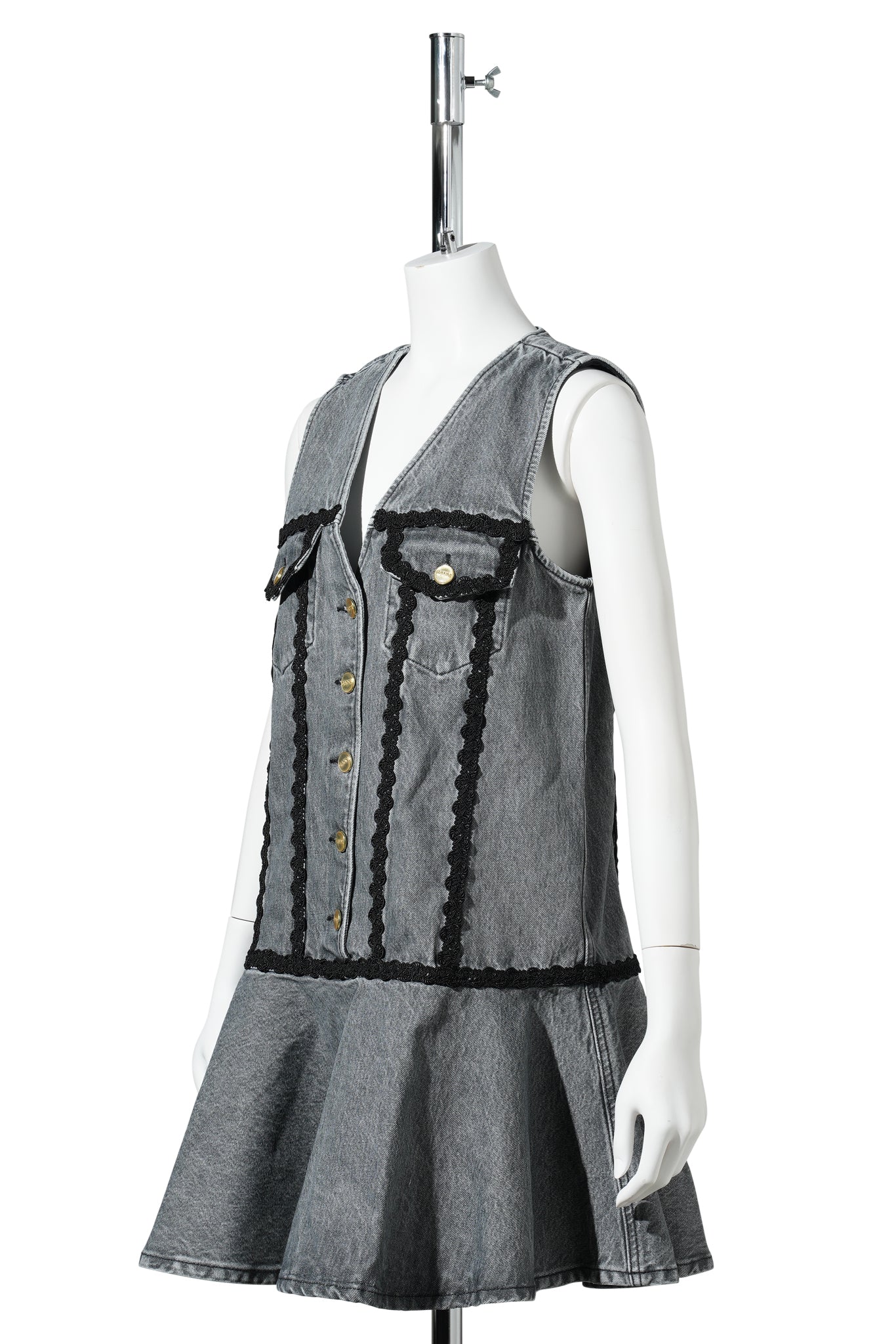 RIGID DENIM MINI DRESS / SLATEGREY